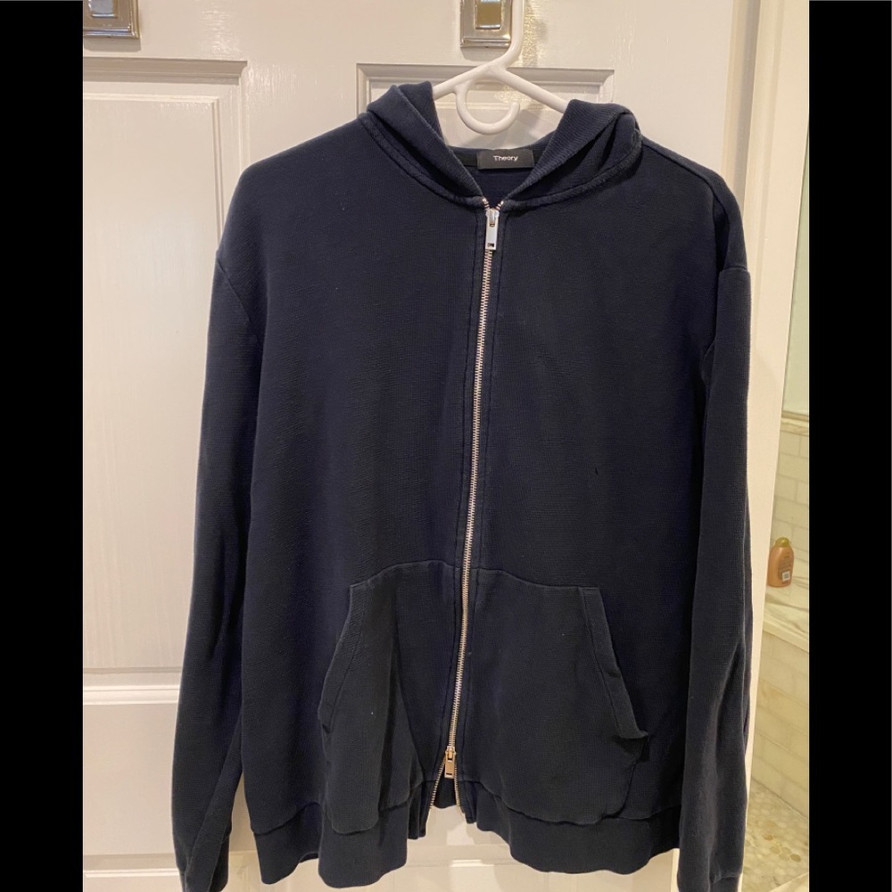 Theory mens cotton zip hooded sweater